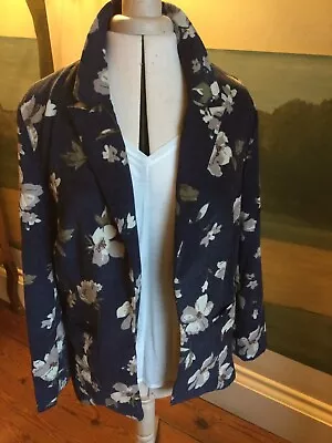 Buy Ladies Essue Fine Soft Corduroy Jacket Size S. 38” Chest. Navy/Flowered. GC. • 10£