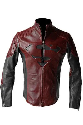 Buy Superman Man Of Steel SMALLVILLE Black And Red Leather Shield Jacket • 59.99£