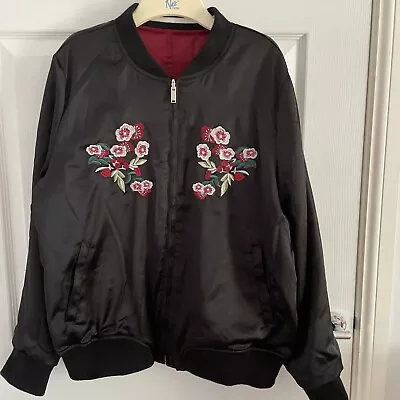 Buy Atmosphere Black And Red Reversible Bomber Jacket Size 14 • 4.50£