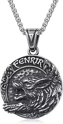 Buy WESTMIAJW Viking Jewellery For Men Stainless Steel Norse Wolf Amulet Pendant New • 9.99£