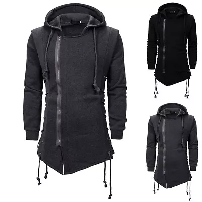 Buy Winter Autumn Hoodies Male Sweatshirt Zip Up Daily Durable Gothic Lace Up • 18.97£