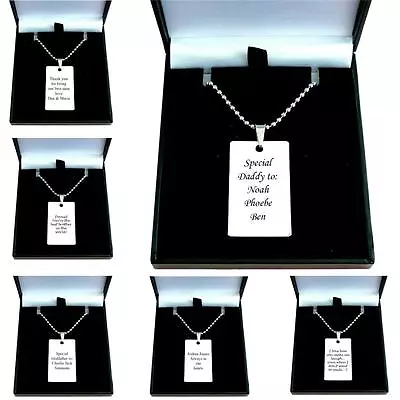 Buy Men's Jewellery Engraved ID Tag Necklace, Any Engraving Gift For Son, Daddy Etc • 14.99£