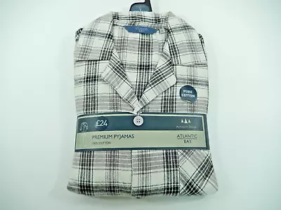 Buy Mens BHS Pyjamas PJ's Set Pure 100% Cotton Grey / Cream Check Size S Small NEW • 13.99£