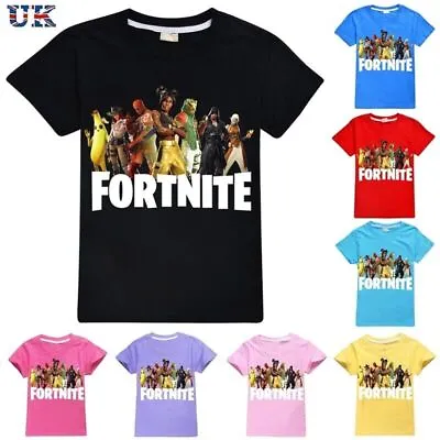 Buy Kids Boys Fortnite Print Casual Short Sleeve Cotton T-Shirt Top Gift Age 2-14 UK • 8.98£