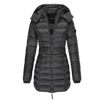 Buy Women's Winter Long Parka Coat Quilted Hooded Warm Padded Puffer Jacket Tops • 18.04£