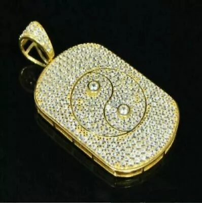 Buy 1.50 Ct Round Cut Simulated Diamond Men's Charm Pendant 14k Yellow Gold Plated • 70.82£