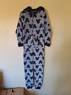 Buy Disney Mickey Mouse One Piece Zip Up Pajamas Fuzzy Sleepwear Adult Size Small • 25.78£