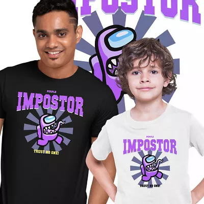 Buy Purple Impostor Among Us Gamer Funny Trust No One T-shirt For Men Women Kids  • 14.99£