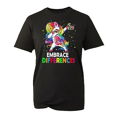 Buy Embrace Differences Unicorn Dabbing T-Shirt, Puzzle Autism Awareness Unisex Top • 11.99£