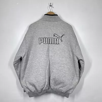 Buy Vintage Puma Jacket Mens Medium Grey Spell Out Quilted Padded 90s Rare Sample M • 24.99£