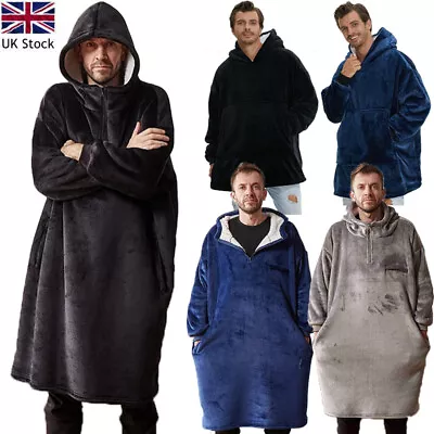Buy Men's Hoodie Oversized Blanket Sherpa Fleece Ultra Giant Comfy Hooded Sweatshirt • 11.97£