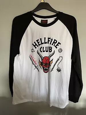 Buy Men's Netflix Stranger Things Hellfire Club Long Sleeve T-Shirt Size L Large • 9.99£
