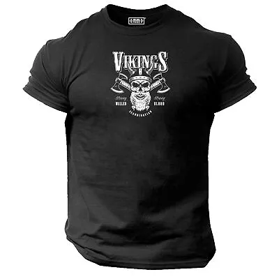 Buy Axes & Beard T Shirt Gym Clothing Bodybuilding Workout Exercise Vikings MMA Top • 10.99£