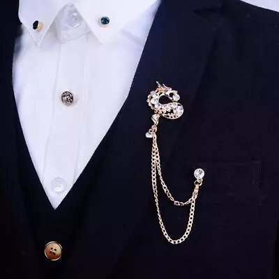 Buy Mens Jewelry With Chain Brooch To  With Rhinestones • 5.40£