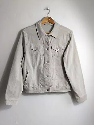 Buy Ladies Ivory Cord Jacket Size M 10 12 Off White Corduroy Trucker Western 90s Y2K • 12.99£