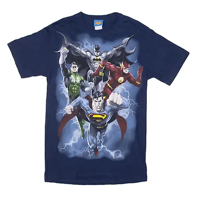 Buy JUSTICE LEAGUE Batman Superman Flash Green Lantern Mens T-Shirt Blue S • 8.48£