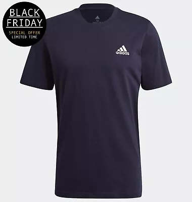 Buy Adidas Essentials Small Logo Tee Mens - Navy T-Shirt - Large - Black Friday Sale • 12.99£