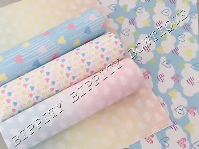 Buy Gorgeous   Pastel Hearts   Canvas Printed Fabric Sheet..hair Bows, Crafts • 2.20£