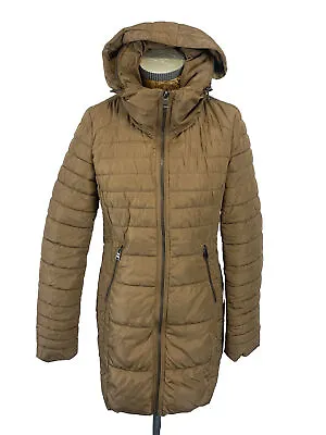Buy NEXT COAT 12 TALL CAMEL Puffer Hooded Long High Collar Full Zip Lined Casual • 35.97£