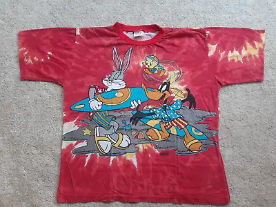 Buy LOONEY TUNES Vintage 1995 Tie Dye T Shirt Bugs Bunny Tweety Daffy Duck XL Warner • 46.80£