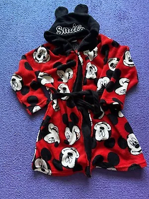 Buy Childs Disney Mickey Mouse Red Dressing Gown With Hood Age 8 Years • 3.99£