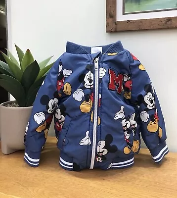 Buy Disney Baby Mickey Mouse Blue Bomber Jacket Style Baby Coat Age 3-6 Months • 4£