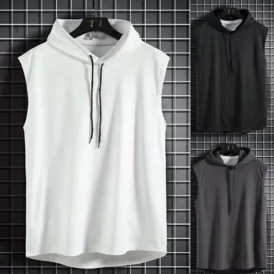 Buy Men Sleeveless Tank Top Casual T-Shirt Hoodie Sweatshirt,Gym Hoodies,Comfortable • 15.08£