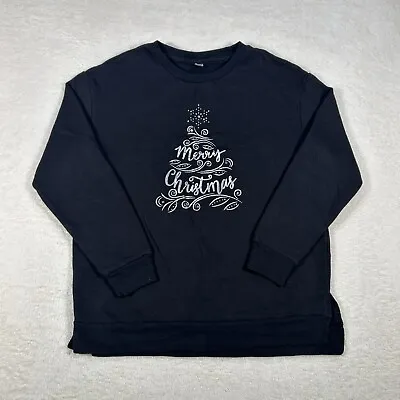 Buy Merry Christmas Crew Neck Sweatshirt Women’s Small Black Silver Jumper Pullover • 9.99£