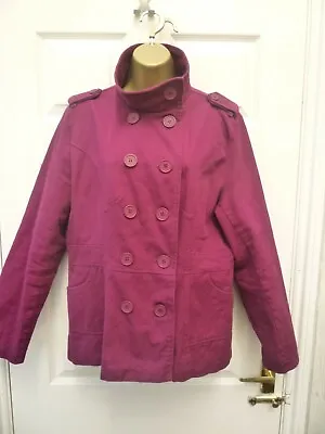 Buy E-VIE Ladies Size 16 Pink Needle Thin Corduroy Double Breasted Pea Coat Jacket • 9.99£