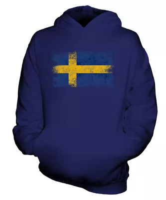 Buy Sweden Distressed Flag Kids Hoodie Top Sverige Football Swedish Gift Shirt • 32£