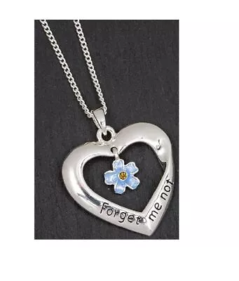 Buy Equilibrium Jewellery Silver Plated Forget Me Not Heart Necklace Gift Boxed • 12.99£