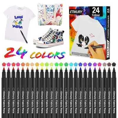 Buy 24 Textile Markers Textile Painting Pens Fabric Painting Colors Washproof For T-Shirts And Others • 8.62£