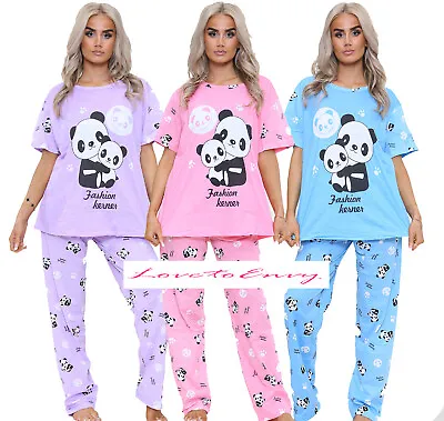 Buy Ladies Pyjama Set Panda Animal Print Short Sleeve 2 Piece Teddy Lounge PJ Set. • 12.95£