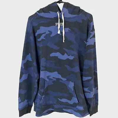 Buy Victoria's Secret Pink Hoodie Sweatshirt Blue Camouflage Sherpa Women's Large • 28.92£