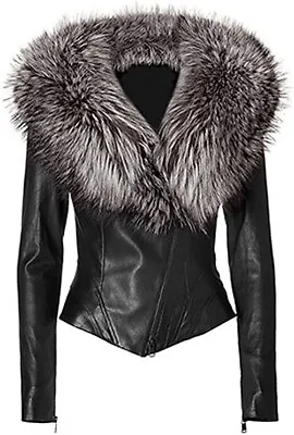 Buy Lamb Leather Ladies Jacket With Removable Real Fur Collar • 145£