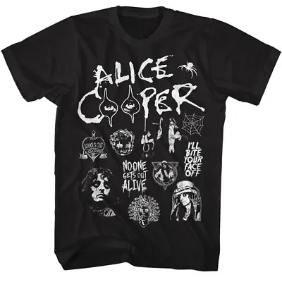 Buy Alice Cooper No One Gets Out Alive Men's T Shirt Shock Rock Concert Merch • 53.68£