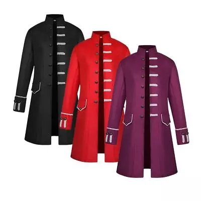 Buy Men's Victorian Frock Coat Gothic Steampunk Jacket Vintage Tailcoat • 19.27£