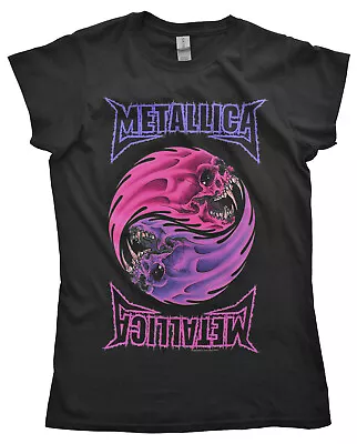 Buy Metallica T Shirt  Official Yin Yang Ladies Fitted Metal Rock Band Logo New • 16.89£