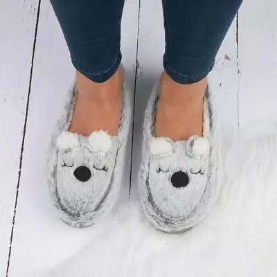 Buy The Slipper Company Womens Slippers Grey Moccasin Rebel Shoezone SIZE • 7.99£