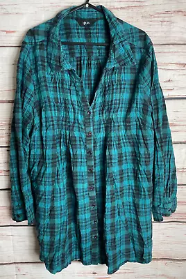 Buy Blouse Size 22 Check T-shirt Long Sleeve Flannel Blue Yours Womens 4489 • 8.95£