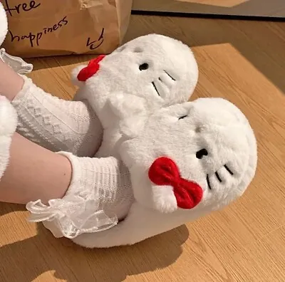 Buy Women's Hello Kitty Slippers Cotton Shoes Home Plush Cute Keep Warm New EU 38/39 • 17.49£