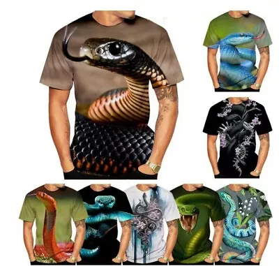 Buy Funny Snake Animal Cool 3D Print Women Men Short Sleeve T-shirt Tops Casual • 9.59£