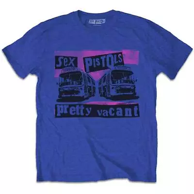 Buy SEX PISTOLS-  Unisex T- Shirt -  Pretty Vacant Coaches  -   Blue  Cotton  • 16.99£