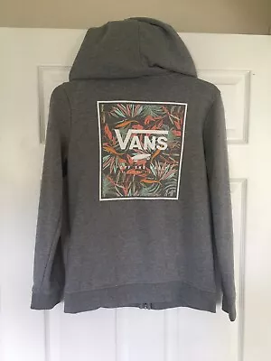 Buy Womens’s Grey Vans Off The Wall Floral Motif Zip Through Hoodie Size S Small • 14£