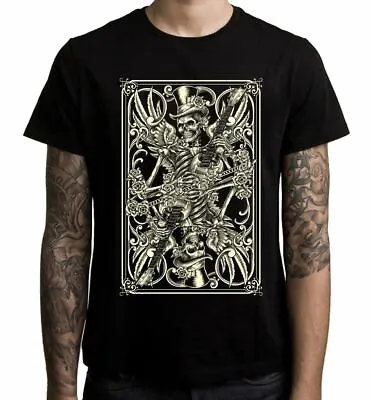Buy Skeleton Playing Card Men's T-Shirt - Goth Emo Tattoo Skull • 14.95£