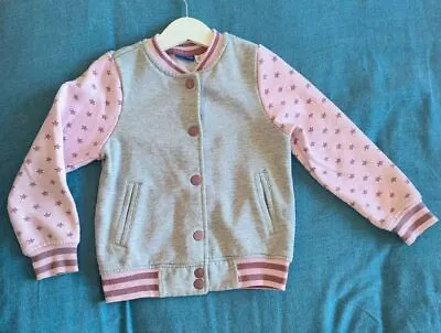 Buy Girls Pink And Grey Baseball Jacket Age 4-6 Years • 6.50£