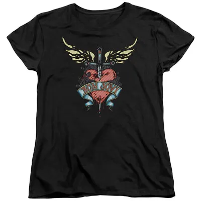 Buy Bon Jovi Daggered Womens T Shirt Licensed Rock N Roll Band Music Merch Black • 24.52£