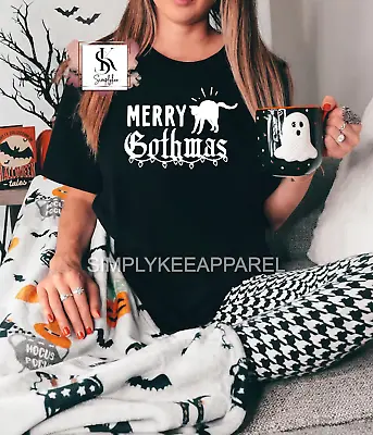 Buy Merry Gothmas T-Shirt, Christmas, Creepmas, Horror, Krampus, Spooky, Black Cat • 21.20£