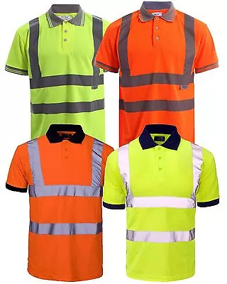 Buy New Hi Visibility High Viz Short Sleeve Safety Work Wear Collar Polo T-Shirt Top • 9.99£