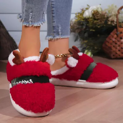 Buy Women Winter Slippers Indoor Shoes Slip On Thick Warm Plush Slippers • 10.99£